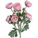 Elyjhyy Artificial Ranunculus Flowers with Real Touch Stem Spray for Home Garden Decoration (Light Pink)