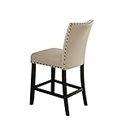ACME Furniture 72857 Nolan Counter Height Chair Set of 2, Linen/Salvage Dark Oak