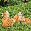 Pelle & Sol Set of 4 Bunny Rabbits - Garden Animal Outdoor Ornaments Decor Statue - Made form PolyResin