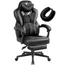 Vigosit JD-0301BK PRO Chaise de gaming Pro Gamer avec repose-pieds, fonction de massage, chaise inclinable ergonomique pour PC, charge maximale de 150 kg, noir (JD-0301BK PRO)