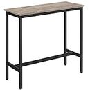 VASAGLE Bar Table, Kitchen Table, Pub Dining High Table, Sturdy Steel Frame, 40 x 100 x 90 cm, Easy Assembly, Industrial Design, Greige and Black LBT010B02
