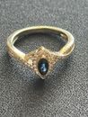 Blauer Saphir & Diamantring 1/6 kt Tw 10K Gelbgold von Kay Juwelieren