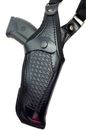 Right Hand Black Leather Vertical Draw Shoulder Holster for KEL-TEC PMR-30, 4.3"
