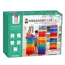 MegagonTiles 110PCS Premium Magnetic Tiles | STEM AUTHENTICATED | Magnetic Blocks | Magnetic Toys | Magnetic Building Blocks|Toddler Boys Girls 3-10 Year Old | Idea Books & Storage Bag