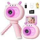 eWonLife Kids Camera 180° Flip Screen for Girls Aged 3-12 Years, HD 1080P Toddlers Digital Camera, Christmas Birthday Toy Gifts for Boys and Girls, 32GB Card, Card Reader, Tripod (Pink)