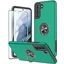 KRAFTCARE for Samsung S21 Case with Kickstand Ring and Screen Protector, Shockproof and Anti Scratch 360° Magnetic Ring Holder Stand Phone Cover for Samsung Galaxy S21 - Dark Green
