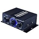 DASNTERED Power Amplifier, AK170 Amplifier, DC12V HiFi Music Receiver for Home Car, Mini 2 Channel HiFi Super Bass Subwoofer with AUX/USB Input, Speaker/Earphone Output
