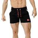 BROKIG Men's Gym Sport Shorts, Lightweight Workout Fitness Running Shorts 5" Quick Dry Exercise Bodybuilding Shorts Zip Pocket(Black,Large)