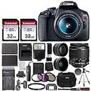 Canon EOS Rebel T7 Digital SLR Camera with EF-S 18-55mm f/3.5-5.6 is STM Lens + 64GB Memory Card + Wide Angle and Telephoto Lens + Tripod + Extra Battery + Remote + Slave Flash (Renewed)