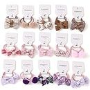 30 Pcs(15 pairs) Baby Girl Hair Ties With Bows 1.2 Inch Small Toddler Girls Ponytail Holders Pigtails Elastic Bands Hair Accessories For Toddler Kids Baby Girls