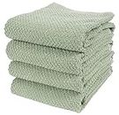 KAF Home Deluxe Popcorn Terry Kitchen Towels, Cotton Kitchen Dish Towels, Set of 4, French Green