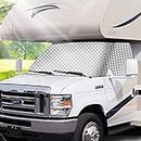 Komsepor RV Windshield Cover Compatible with Class C Ford E450 1997-2022, RV Window Snow Cover, 4 Layers Class C RV Windshield Cover, Temperature Control Cover with Strong Magnet/Side Mirror Cutout