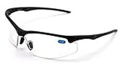 V.W.E. Rx-Bifocal High Performance Sport Protective Safety Glasses Bifocal - Clear Lens Reader Reading Glasses - Ansi Z87.1 Certified (Matte Black, 3.50)