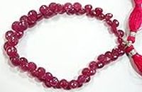 natural gem stone pink sapphire onion briolettes beads strand 8.5 inches 5 to 8 mm