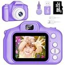 Kids Camera for Boys and Girls, SINEAU Digital Camera for Kids Toy Gift, Toddler Camera Birthday Gift for Age 3 4 5 6 7 8 9 10 with 32GB SD Card, Video Recorder 1080P IPS 2 Inch(Purple)