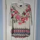 JOSTAR Top Womens Small Pink Flower Aztec Tribal Made In USA Blouse Tunic