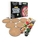 Mini Leaves Wooden Mandala Paint Kit Tea Coasters Art and Craft Kit, Colours, Painting Brush for Girls Boys 9-12 Years Coaster DIY Kit Set of 6 Beginner Kit