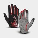 SHHMA Cycling Gloves Bicycle Gloves Men's and Women's Sports Cycling Fitness Touch Screen Long Finger Outdoor Mountain Bike Gloves,Red,S