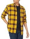 Amazon Essentials Men's Long-Sleeve Flannel Shirt (Available in Big & Tall), Yellow Plaid, Small