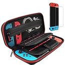 daydayup Switch Case and Tempered Glass Screen Protector Compatible with Nintendo Switch - Deluxe Hard Shell Travel Carrying Case, Pouch Case for Nintendo Switch Console & Accessories (Red)