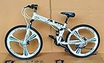 Appgrow Folding Bike 21speed with Dual disc Brakes and Dual Suspension (White) Frame: 15 Inches, Unisex
