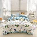 TOUMARY Bedding Sets Girls King,Print Cartoon Cotton Bedding Set, Quilt Cover Flat Sheet with Pillow Cover Sets For Kids Bedroom 220 * 240cm(4pcs)