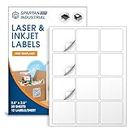 Spartan Industrial Printable Laser and Inkjet Labels - 2 1/2" X 2 1/2" White Square Labels - 30 Sheets, 360 Total Labels for QR Codes, Barcodes, Logo Designs, and More