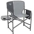 TIMBER RIDGE Lightweight Oversized Camping Chair, Portable Aluminum Directors Chair with Side Table Detachable Side Pocket for Outdoor Camping, Lawn, Picnic, Support 400lbs (Grey) Ideal Gift