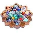 Curawood Lotus Crystal Tray for Stones - Display Your Crystals & Healing Stones - Crystal Holder for Stones Display - Crystal Shelf Display for Stones - Crystal Organizer Bowl for Crystals Stones
