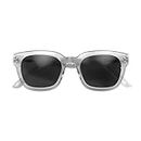 LONDON MOLE Eyewear - Tricky Sunglasses - Occhiali da sole rettangolari - Fashion Brand - Protezione UV400 - Occhiali da sole Cool - Cerniere a molla - Trasparente