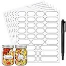JaoNanl Spice Labels Stickers, Pack of 192 Waterproof Pantry Labels for Mason Jars, Food Containers, Spice Jars, Storage Bins, Bottles, Kitchen Labels with Marker Pen - 4 Sizes(Silver)