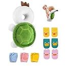 Umtiti Baby Safety Cushion for Walking & Crawling, Toddlers Adjustable Backpack with Knee Pads & Anti-Slip Socks，Tortoise+6
