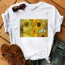 Sunflower Printed T-shirt Van Gogh Art Tee Shirts Fashion Women Tops Tee Harajuku T-shirts Female