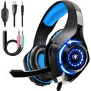 Gaming Headset for PS4 PS5 Xbox One Switch PC w/Noise Canceling Mic Deep Bass