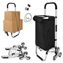 Folding Shopping Trolley Grocery Cart with Removable Waterproof Canvas Bag and Stair Climbing Wheels Super Loading Portable Utility Cart