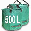 Singwow Garden Waste Bags 500L x 2 Heavy Duty Garden Bags, Reusable Garden Sacks with Handles, Ideal for Collecting Garden Waste, Plant waste grass and Leaves (500L)