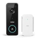 AOSU Video Doorbell Wireless, 5MP UHD, No Monthly Fee, Triple Motion Detection Doorbell Camera with 2.4/5 GHz WiFi, 180-Day Battery Life, 2 Month Local Storage, WiFi Homebase, Work with Alexa