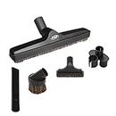 OVO 5PCS Universal Vacuum Cleaner Accessories - 12in Floor Brush, Dusting Brush, Crevice Tool, On-Board Caddy Tool, Upholstery Brush, 1 1/4 inch (32mm) Inner Diameter, Fits All, Black, KIT-216-100-BK