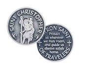 ST CHRISTOPHER, Patron Saint Of Travelers, Pocket Token / Message, 31mm Diameter
