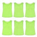 KINBOM 6pcs Sports Training Bib, Training Vest Soccer Sports Training Vests for Football Basketball Volleyball and Other Team Games (Fluorescent Green, 21.6 x25.6in)