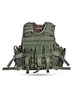 MILITIA Tactical Vest bp armour plate harness cum Pouch front back pouch walkie talkie holder medi kit