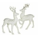 RAZ Imports 12.5 inch Glittered White Standing Deer Reindeer Set/2 Christmas NEW