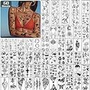 Metuu Temporary Tattoos 60 Sheets Black Tiny Tattoos Stickers for Man or Woman, Waterproof Non-toxic Removable Fake Tattoos for Body Hand Shoulder Face Leg Feet Neck and Finger