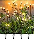 SIOTMERA 4Count Solar Lights Outdoor Waterproof IPX5, Solar Garden Lights, Wind Swaying Firefly Lights, Christmas Lights Outdoor, for Yard Lawn Pathway Decoration Lighting, 6LED WarmYellow