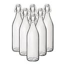 Simpa® 1L Clear Traditional Vintage Style Glass Bottles 1 Litre Swing Top Bottles - Ideal for Domestic or Commercial Use - Fill with Water, Wine, Liquor, Oil, Beer, Schnapps or Cordials.