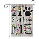 Home Sweet Home Garden Flag Spring Summer Floral Garden Flags 12x18 Inch Double Sided Burlap Butterfly Welcome Yard Flag for Seasonal Holiday Farmhouse Outdoor Decoration(ONLY FLAG)