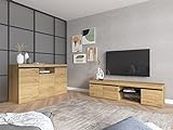 Skraut Home - Set Naturale soggiorno sala da pranzo, mobili ausiliari, buffet mobile-tv 160cm Rovere Nero Nordico