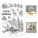 Christmas Deer Elk Clear Stamp Santa Claus Snow Mountain House Silicone Stamp Sleigh Snowman for