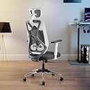 Green Soul® | Zodiac Pro | Office Chair with Seat Slider | Flybird Ergonomic Design | 2D Adjustable Armrests | Synchro Multi-Tilt Lock Mechanism | Adjustable Lumbar Support (White & Grey)