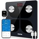 RENPHO Rechargeable Bluetooth Body Fat Scale, Elis 1 Smart Bathroom Digital Weight Scale with Smartphone App, Body Composition Monitor for Body Fat, BMI, Bone Mass, Weight, 396 lbs Black